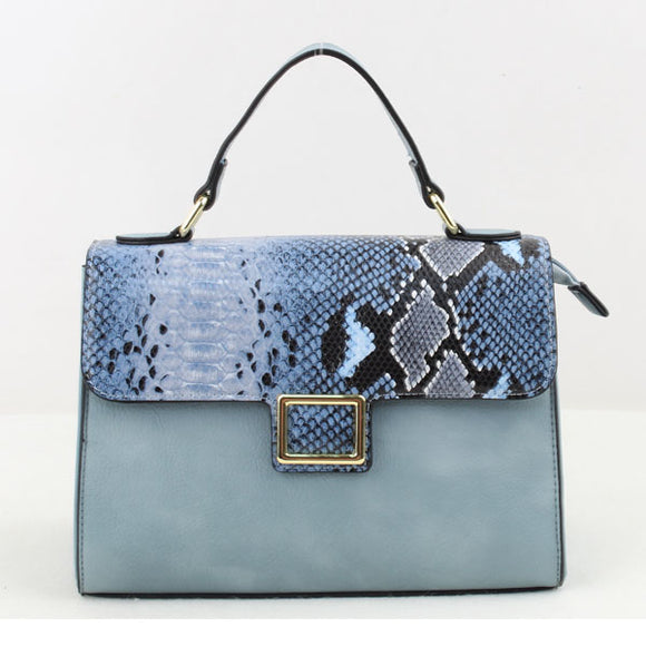 Phyton pattern small satchel - light blue