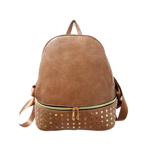 Studded zipper backpack - apricot