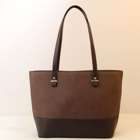 3-in-1 colorblock tote set - coffee