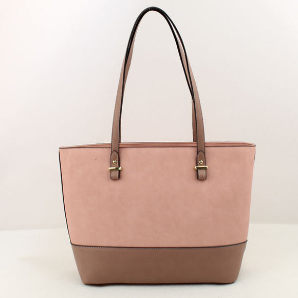 3-in-1 colorblock tote set - pink