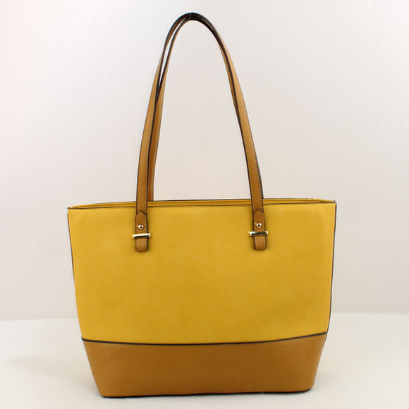 3-in-1 colorblock tote set - yellow
