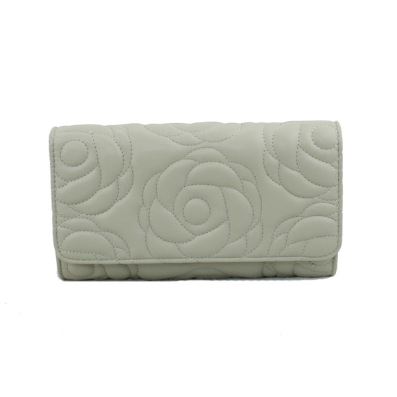 Floral pattern quilted chain crossbody bag - light green
