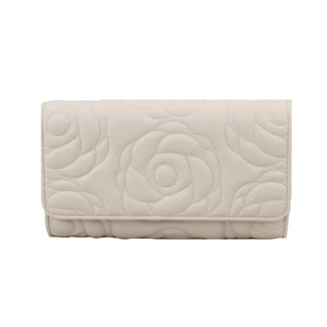 Floral pattern quilted chain crossbody bag - white