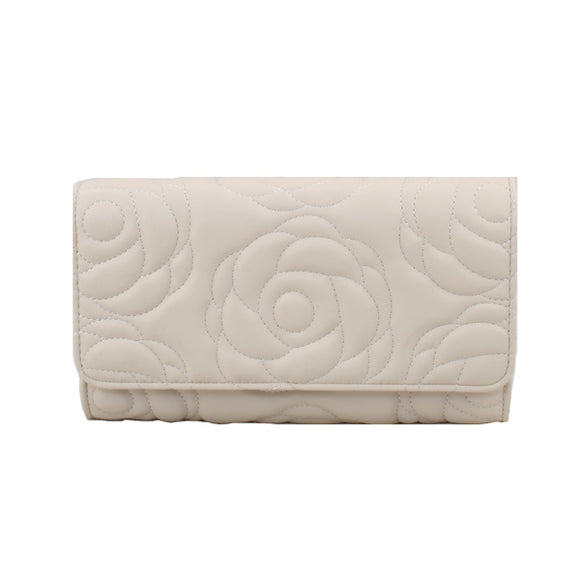 Floral pattern quilted chain crossbody bag - white