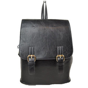 Double belted classic backpack - black