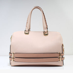 Belted detail & whipstitch handle tote - pink