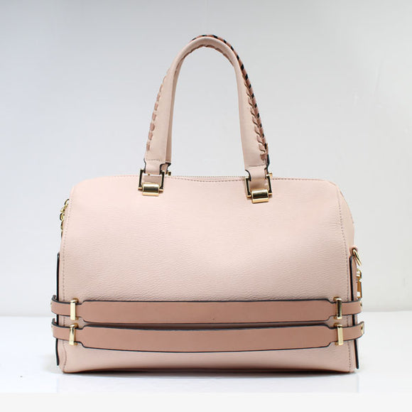 Belted detail & whipstitch handle tote - pink