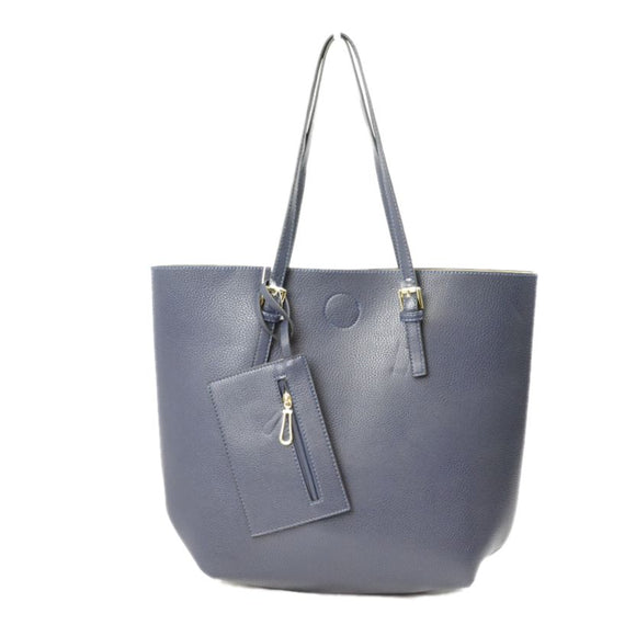 Market tote with pouch - navy blue