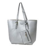 Market tote with pouch - silver