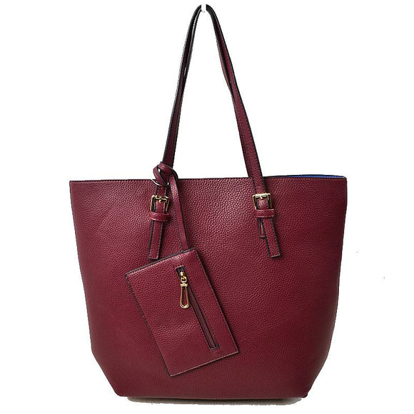 Market tote with pouch - burgundy