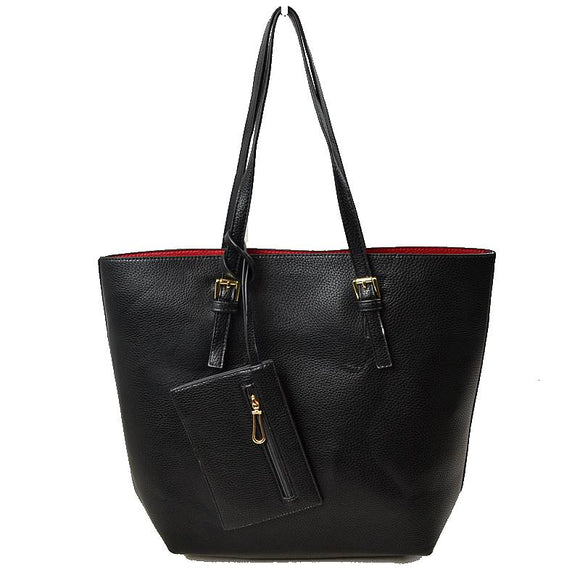 Market tote with pouch - black