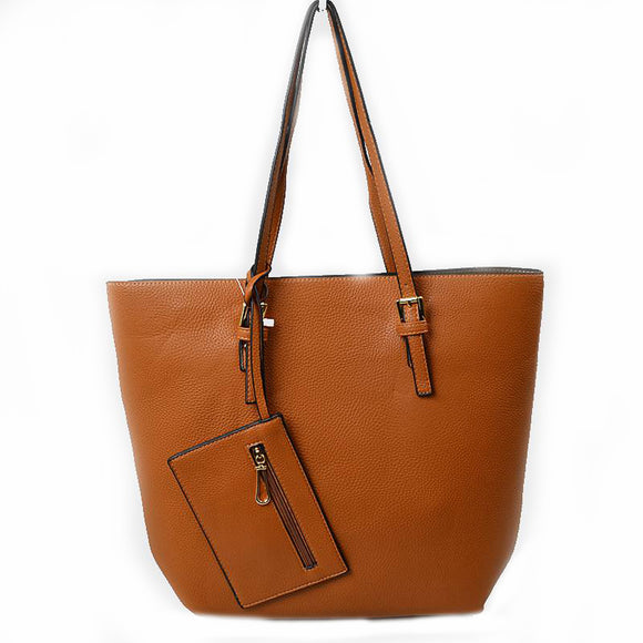 Market tote with pouch - brown
