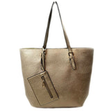 Market tote with pouch - dark silver