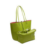 Reversible tote bag - green & pink