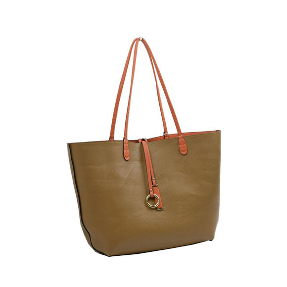 Reversible tote bag - orange & brown
