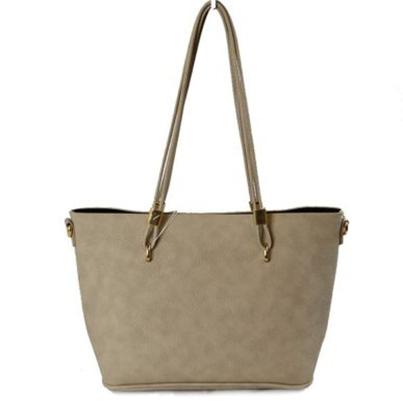 Long handle tote with pouch - beige