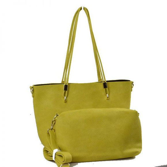 Long handle tote with pouch - yellow