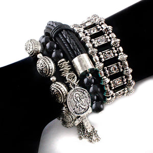 Cross w/ saint bracelet - black