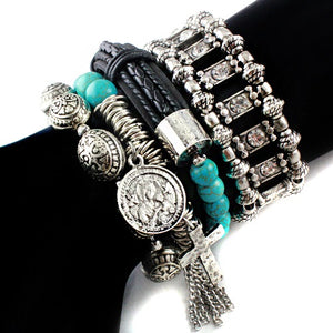 Cross w/ saint bracelet - turquoise