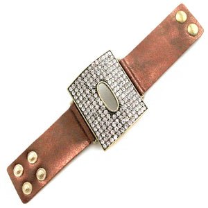 SQUARE LEATHER BRACELET - CLEAR