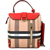 Stripe patten convertible tote - brown