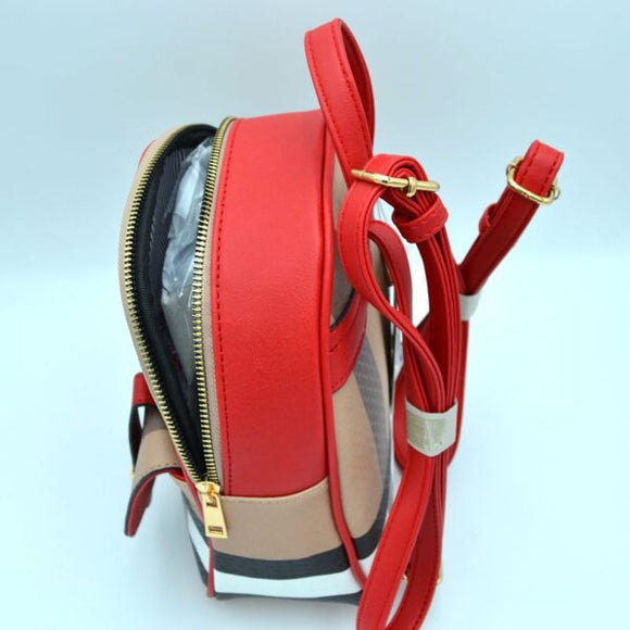 Belted monogram pattern backpack - taupe/beige