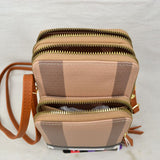 Plaid pattern crossbody bag - burgundy/brown
