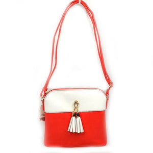 Colorblock tassel crossbody - red white