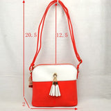 Colorblock tassel crossbody - red white