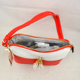 Colorblock tassel crossbody - red white