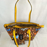 3 in 1 Leopard and Butterfly print tote set - blue