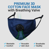 Cotton mask with breathing valve - khaki