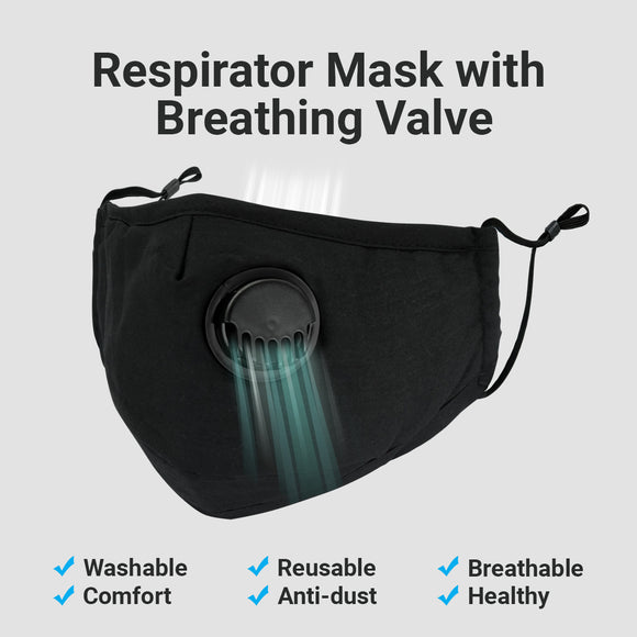 Cotton mask with breathing valve - pink
