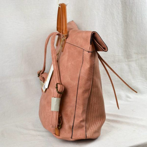 Laser cut leather backpack - blush