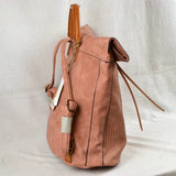 Laser cut leather backpack - brown
