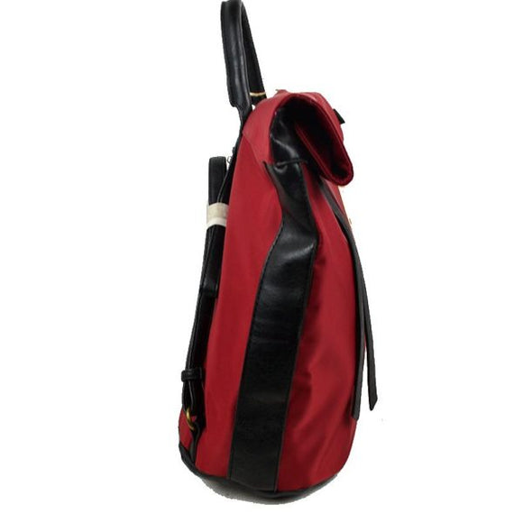 Roll over nylon backpack - red