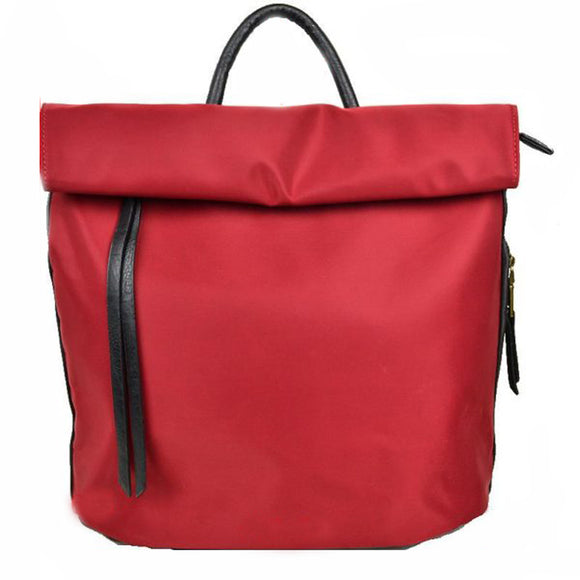 Roll over nylon backpack - red