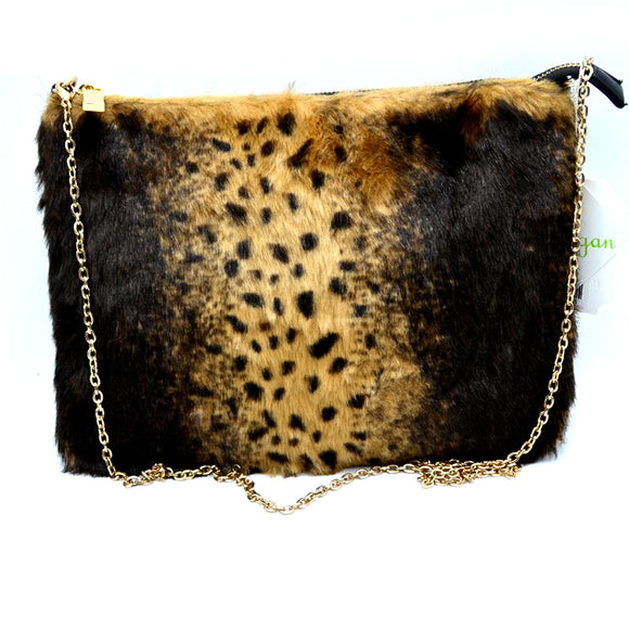 Animal pattern fur chain crossbody bag