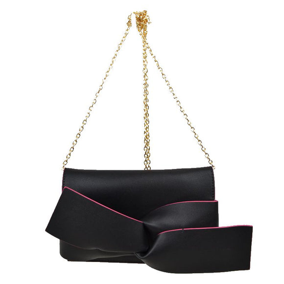 Knotted leather crossbody bag - black