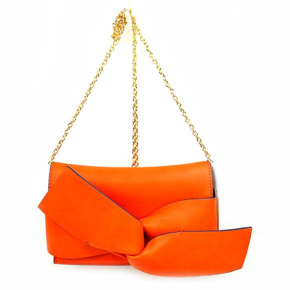 Knotted leather crossbody bag - orange