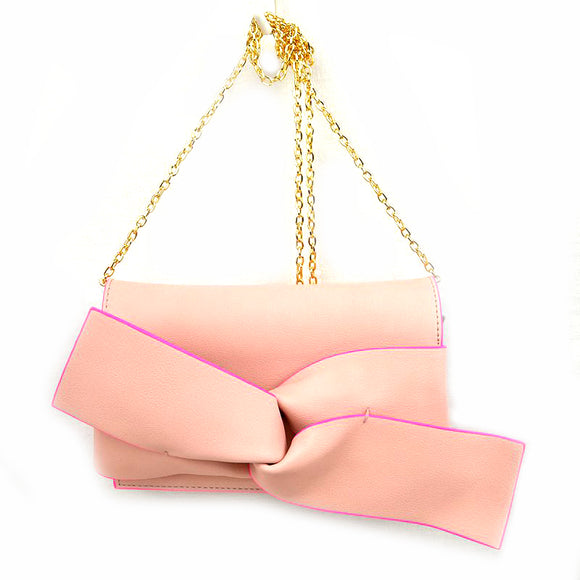 Knotted leather crossbody bag - blush