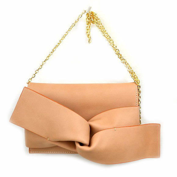Knotted leather crossbody bag - nude