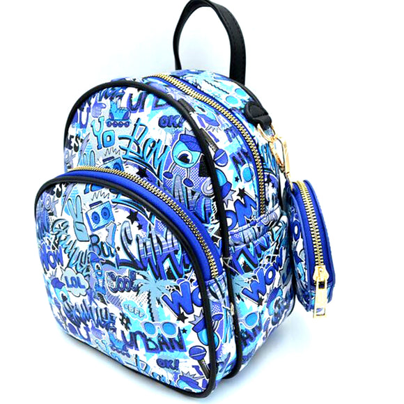 Mini graffiti backpack - blue