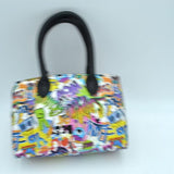 Decorated lock graffiti print mini-tote crosbody bag - green