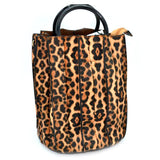 Round barrel tote - leopard