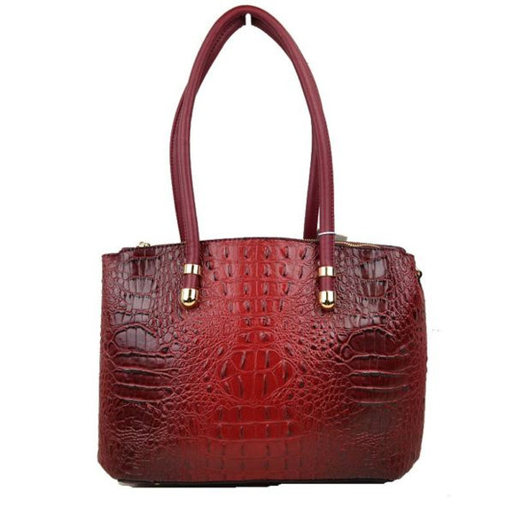 Crocodile embossed tote - red