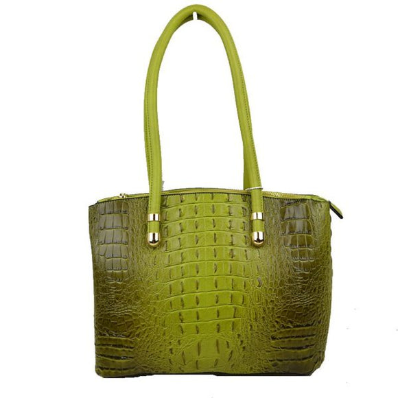 Crocodile embossed tote - sage