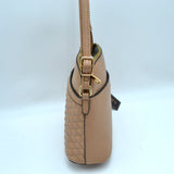 Quilted bee and stripe crossbody bag - brown