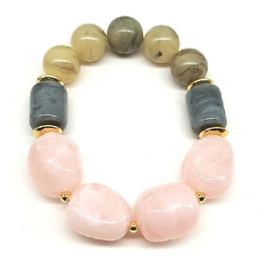 Homaica bead bracelet - natural & pink
