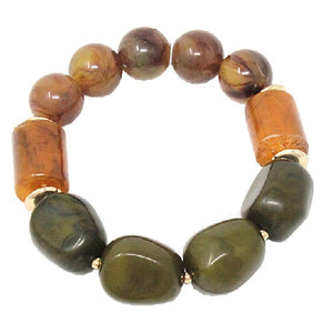 Homaica bead bracelet - brown & olive
